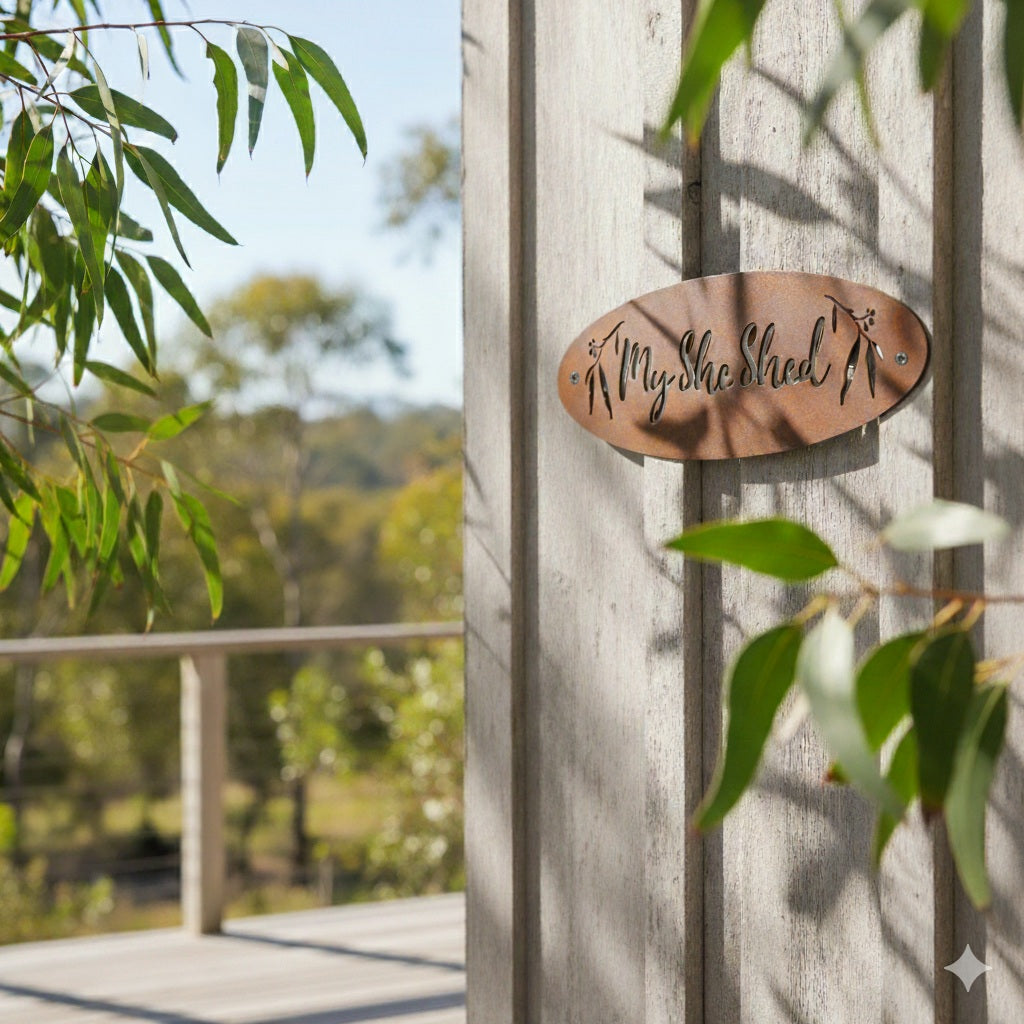 My She Shed - oval leaf accent