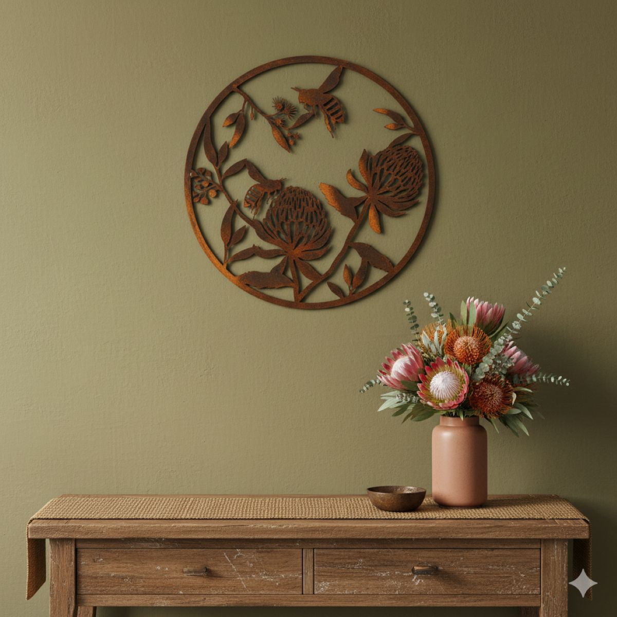 Bees & Native Flowers - Large wall circle