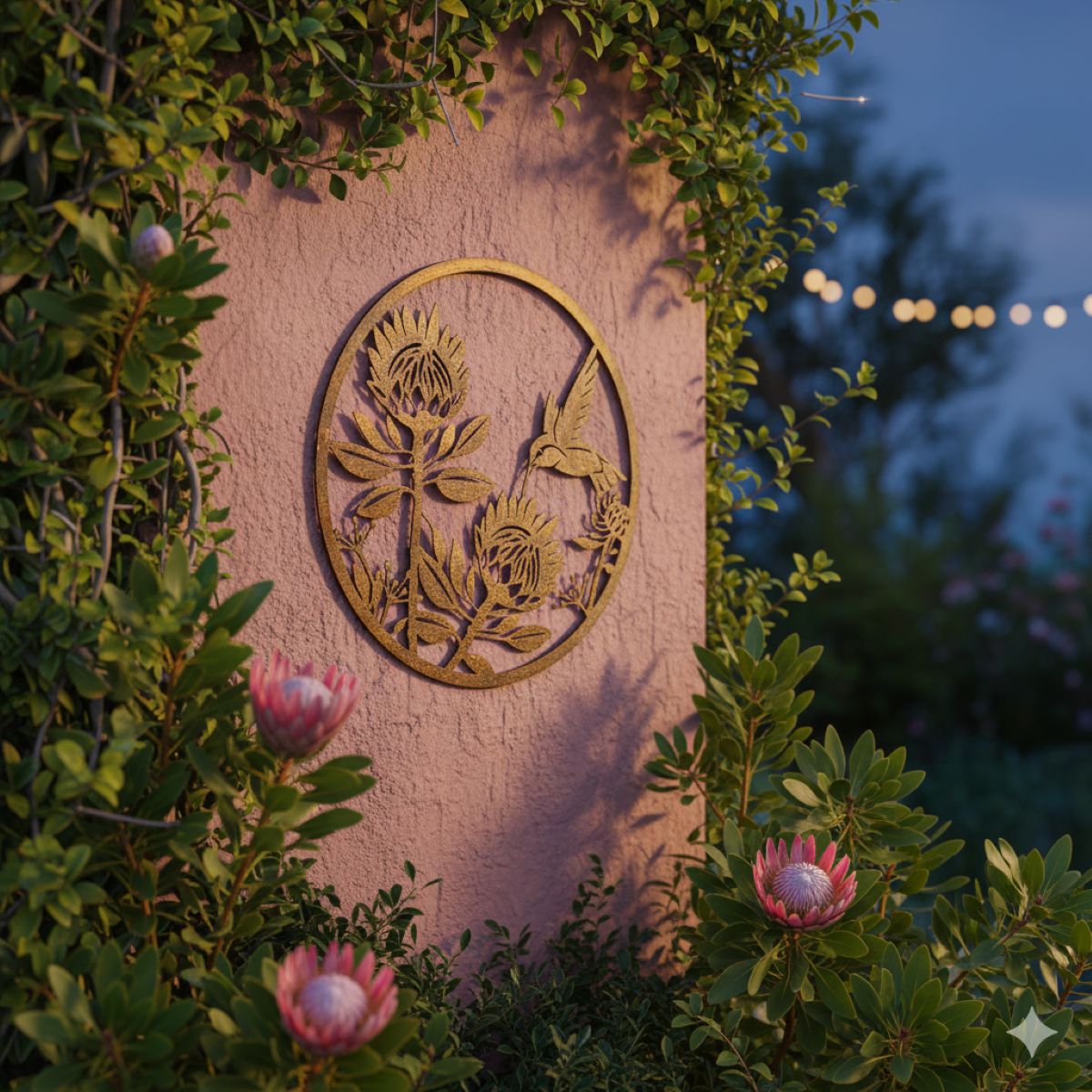 Hummingbird & Protea - Medium wall circle