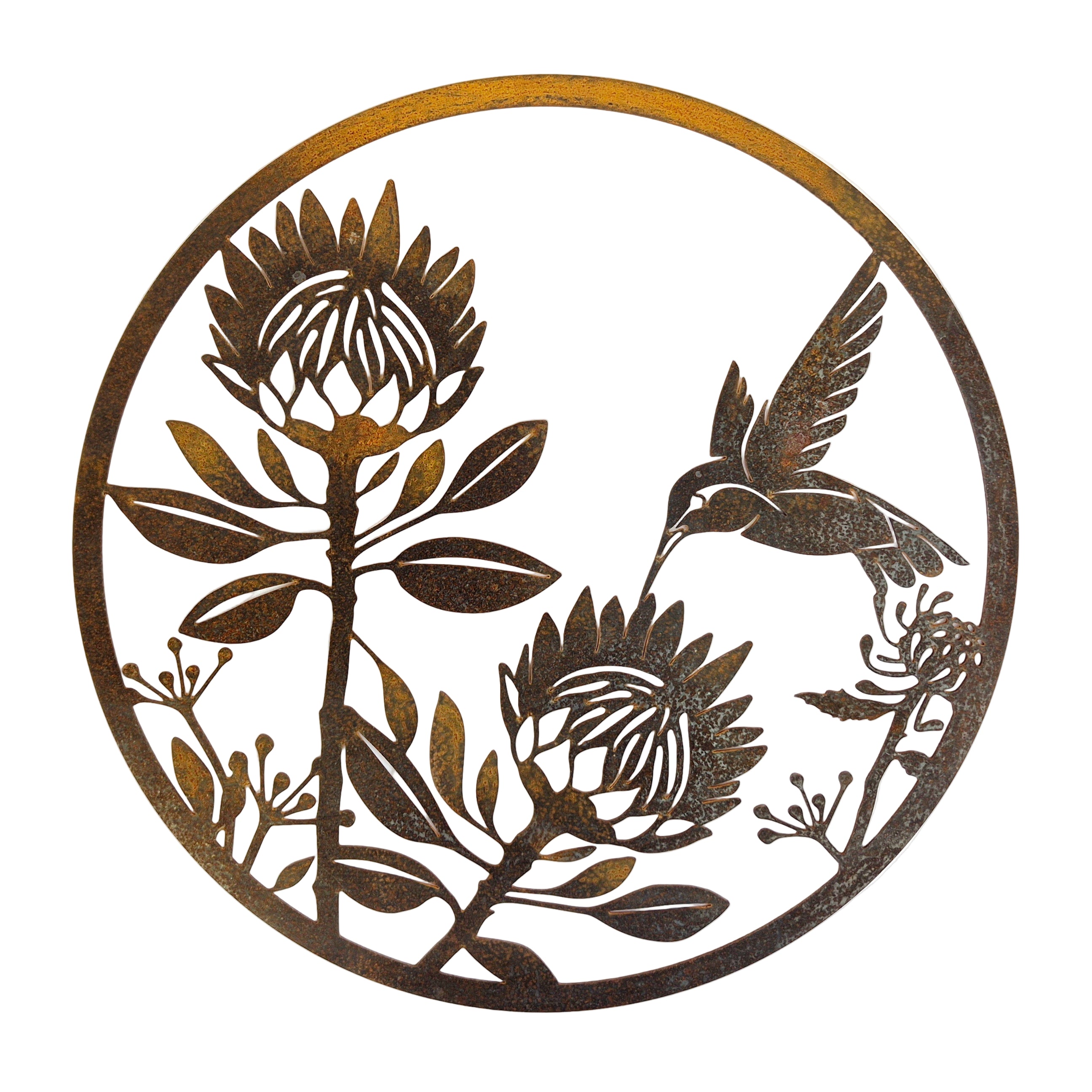 Hummingbird & Protea - Medium wall circle