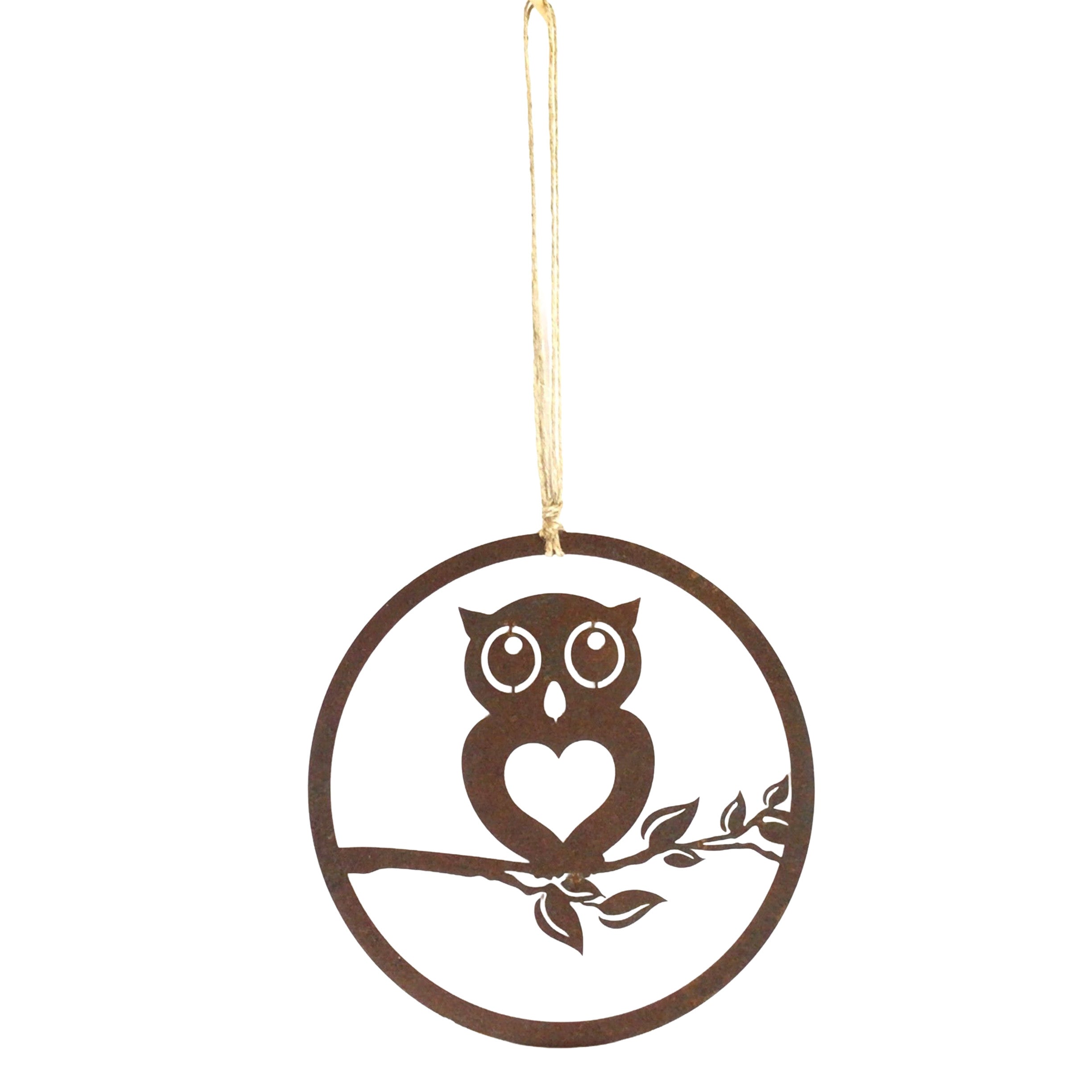 Owl on a branch - small circle