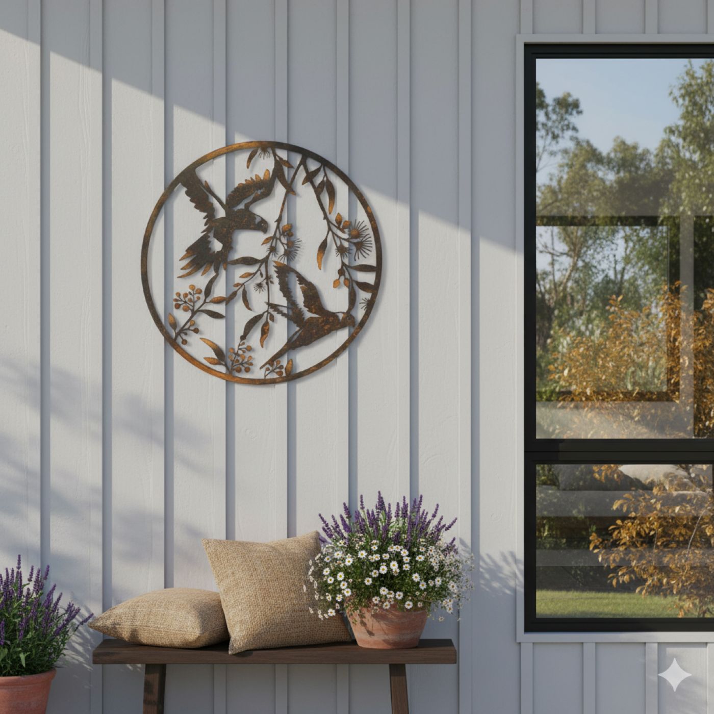 Parrots in Flight - Large wall circle