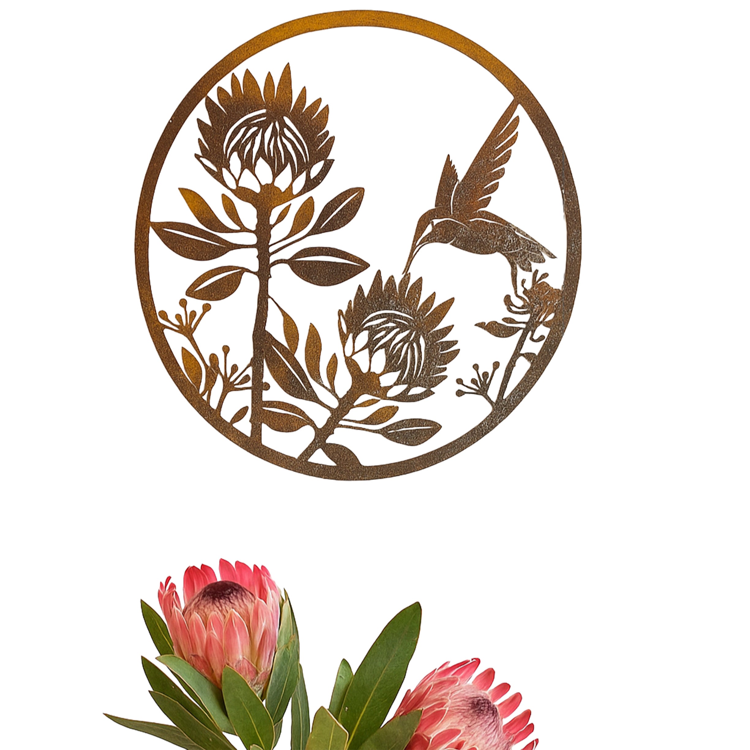 Hummingbird & Protea - Medium wall circle